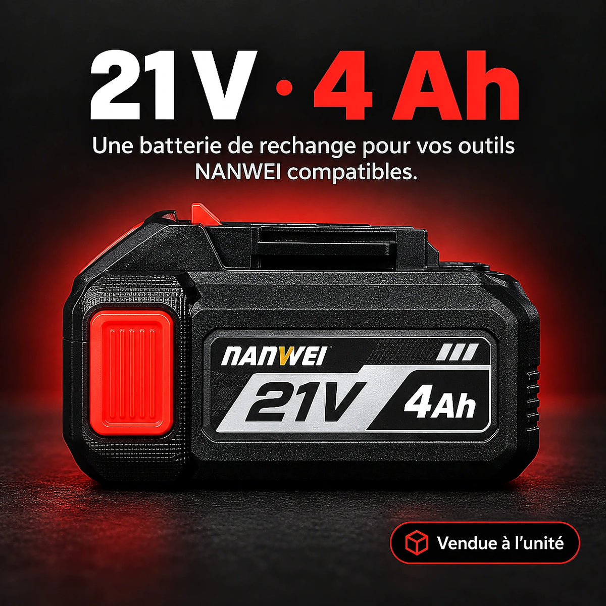 Batterie NANWEI 21V 4Ah Glissière — Rechange Outils Sans Fil | Senbrico