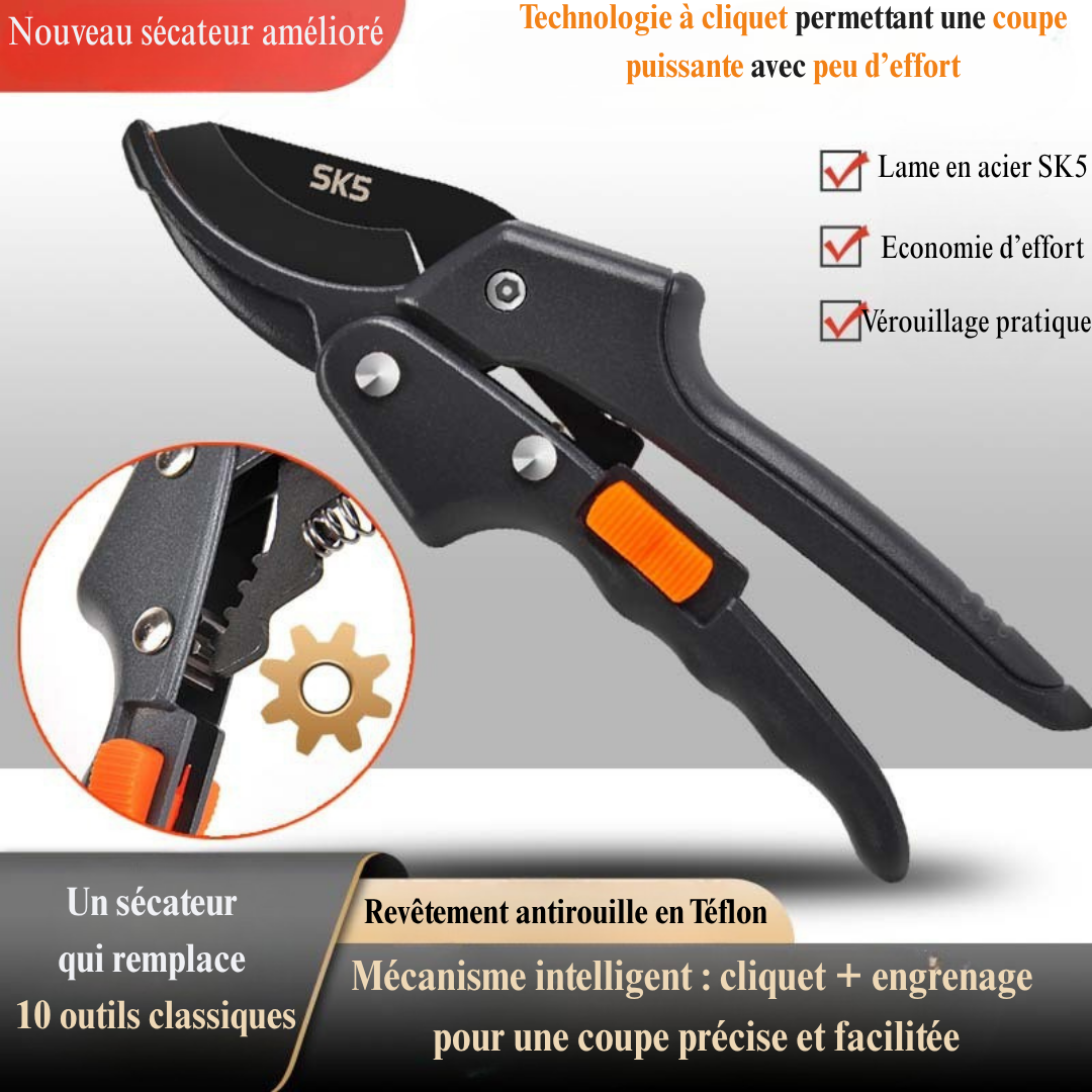 ✂️ Sécateur à Cliquet SK5 – Coupe Facile et Précise