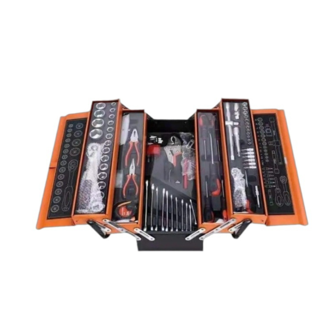 Caisse à Outils Pliable 85 Pièces – 3 Niveaux en Acier Renforcé