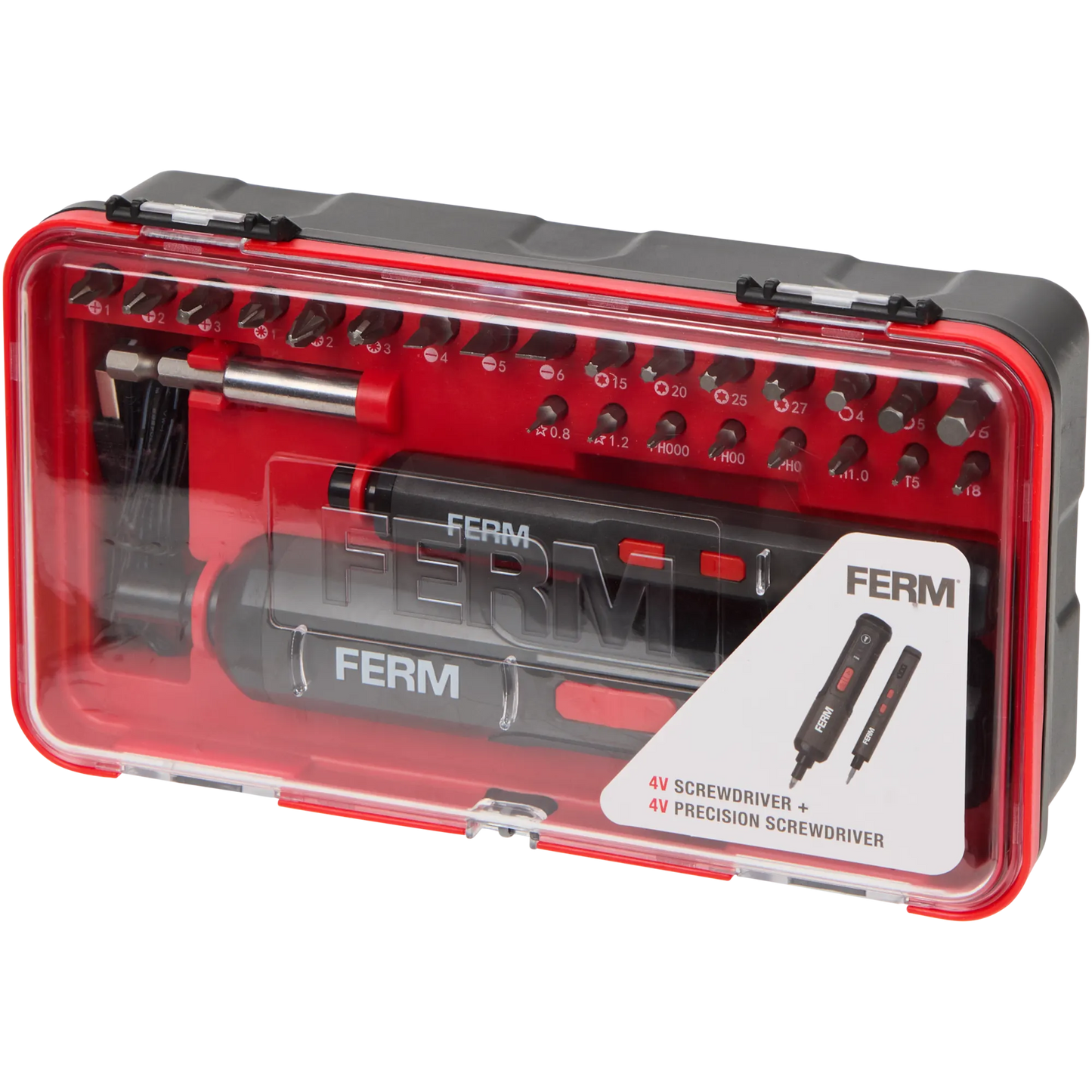 Tournevis Électrique FERM 2 pcs — 4V, Charge USB-C, 22 Embouts