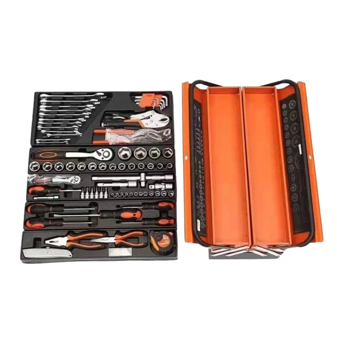 Caisse à Outils Pliable 85 Pièces – 3 Niveaux en Acier Renforcé