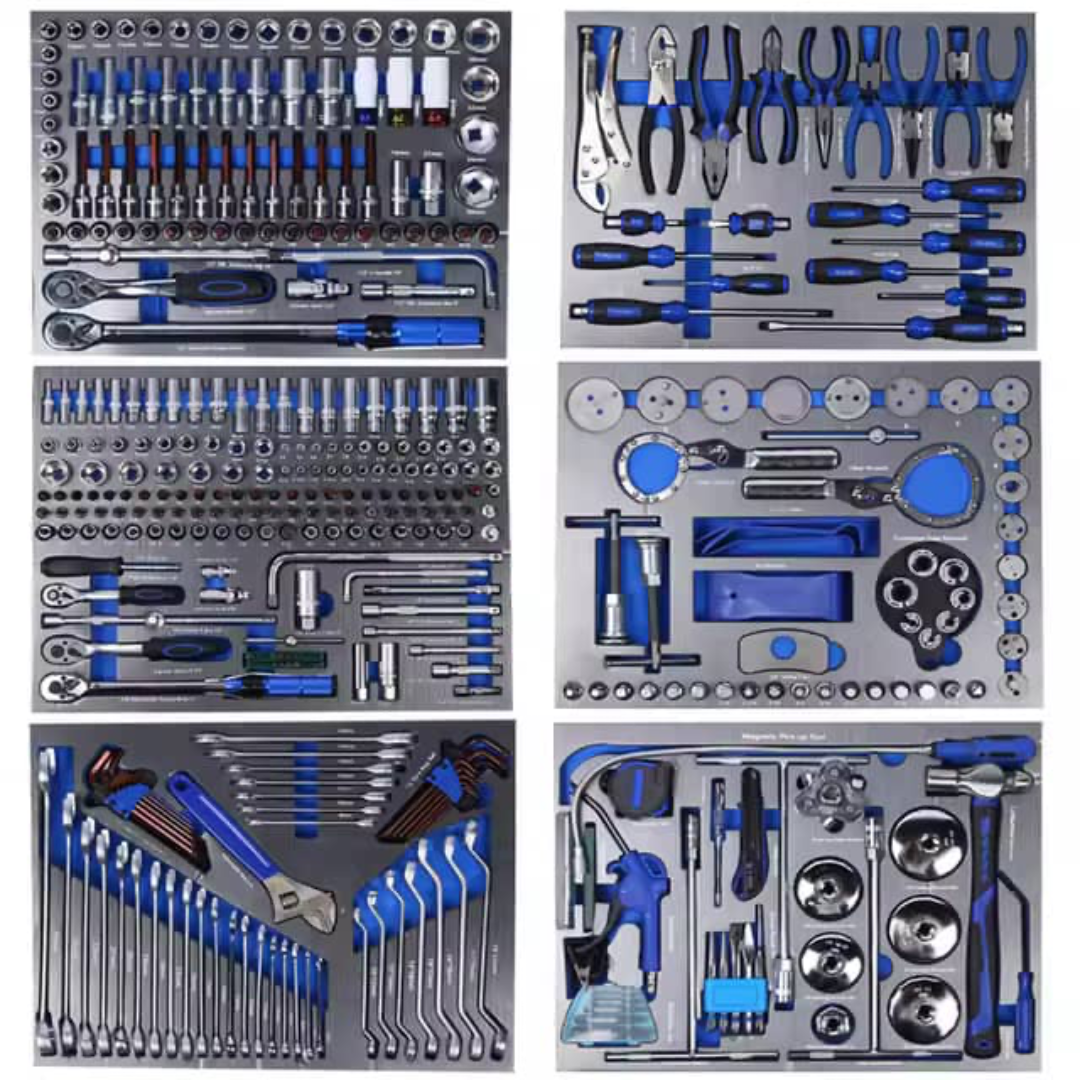 Chariot à Outils Professionnel HUAQI – 424 Pièces, 7 Tiroirs (dont 6 équipés)