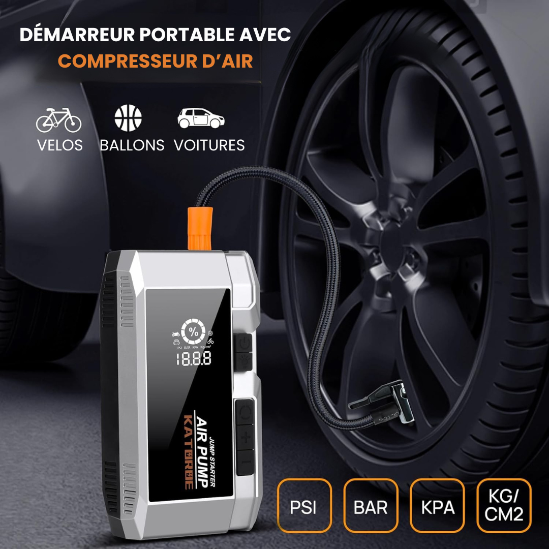 Katoroe Q17 – Booster Batterie Puissant 4000A avec Compresseur et Power Bank 23800mAh