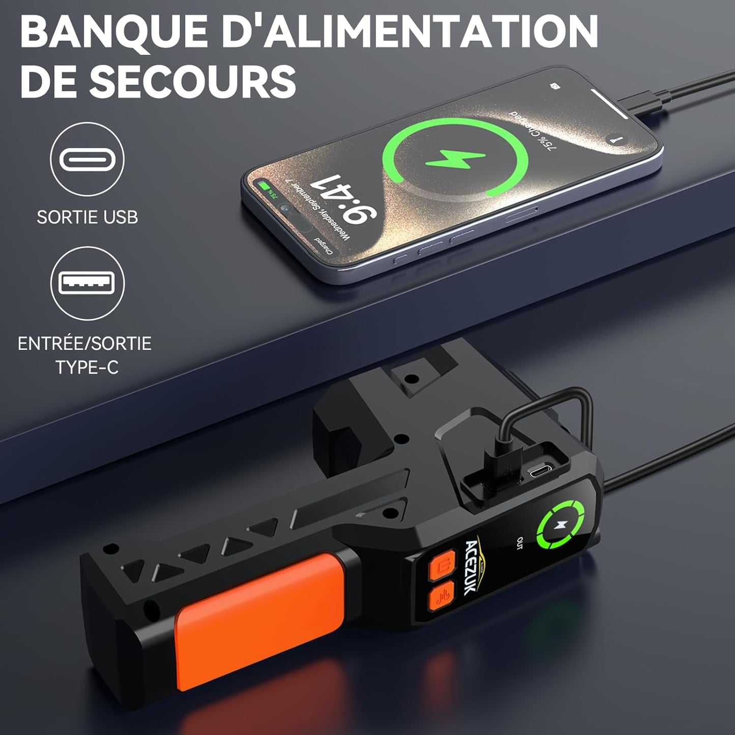 đ Booster de Batterie Voiture 3-en-1 â ACEZUK 4000A