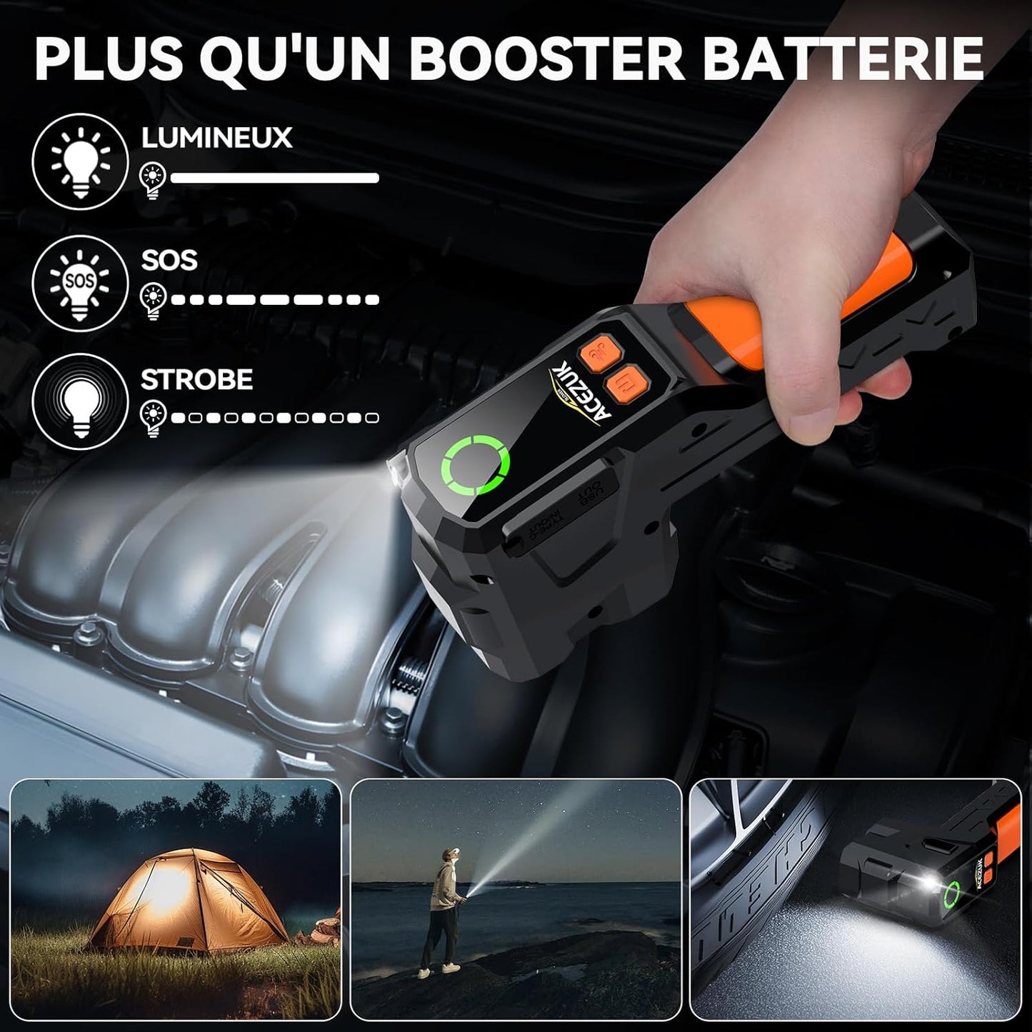 đ Booster de Batterie Voiture 3-en-1 â ACEZUK 4000A