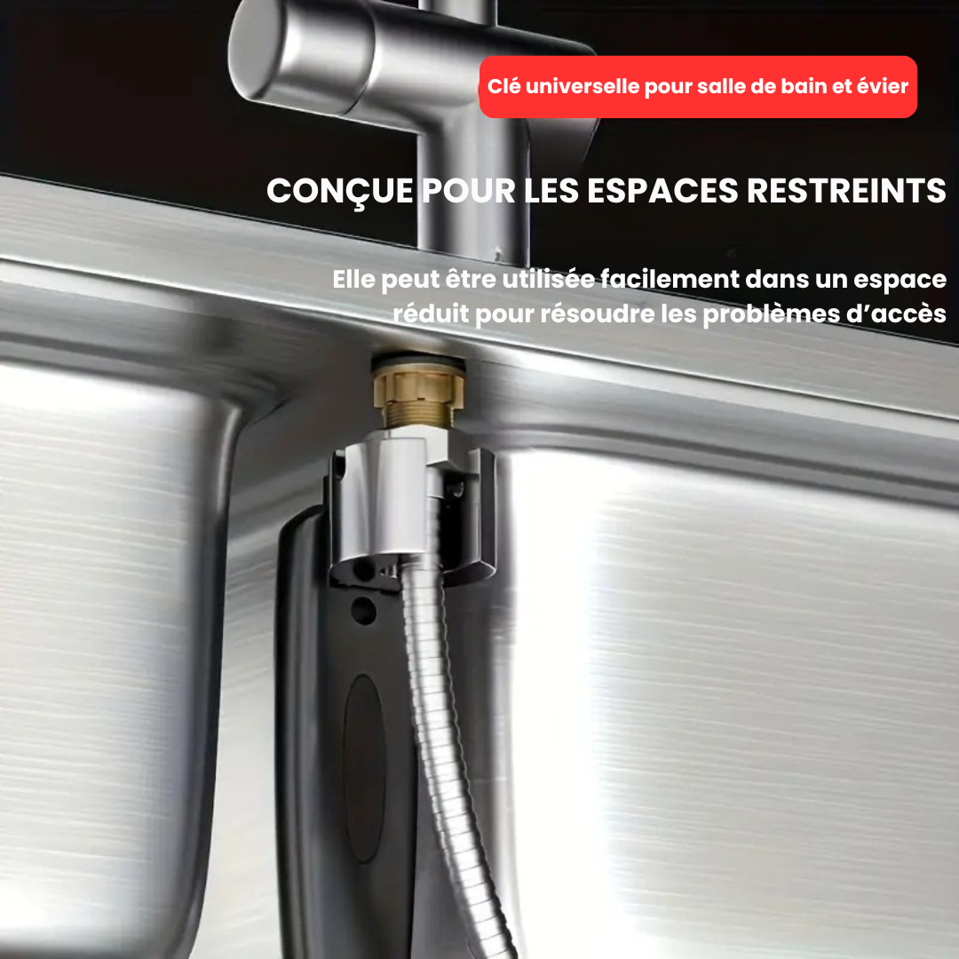 đ§ ClĂ© Multifonctionnelle Double TĂȘte â SpĂ©ciale Plomberie, Ăviers et Espaces Ătroits