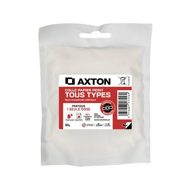 Colle Papier Peint AXTON – 50g, Application Facile, Tous Types