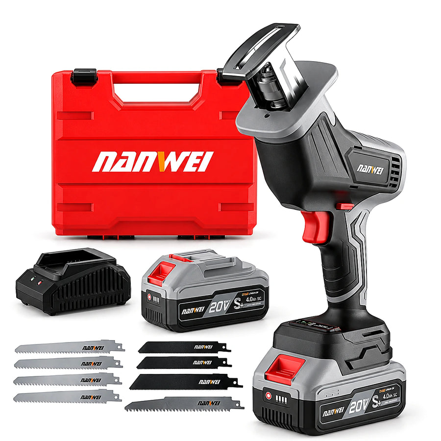 Scie Réciprocante Sans Fil 20V NANWEI — 4100 tr/min, 2 Batteries 4Ah | Scie Sabre