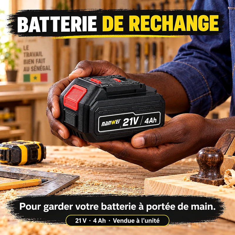 Batterie NANWEI 21V 4Ah Glissière — Rechange Outils Sans Fil | Senbrico