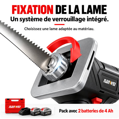 Scie Réciprocante Sans Fil 20V NANWEI — 4100 tr/min, 2 Batteries 4Ah | Scie Sabre