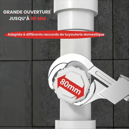 🔧 Clé Multifonctionnelle Double Tête – Spéciale Plomberie, Éviers et Espaces Étroits