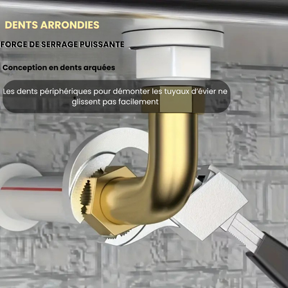 🔧 Clé Multifonctionnelle Double Tête – Spéciale Plomberie, Éviers et Espaces Étroits