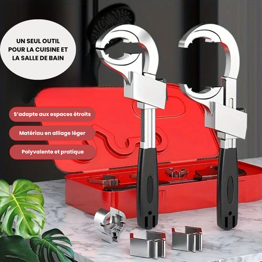 🔧 Clé Multifonctionnelle Double Tête – Spéciale Plomberie, Éviers &amp; Espaces Étroits