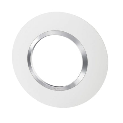 Plaque de Finition Ronde Legrand Dooxie – 1 Poste – Blanc avec Bague Chromé