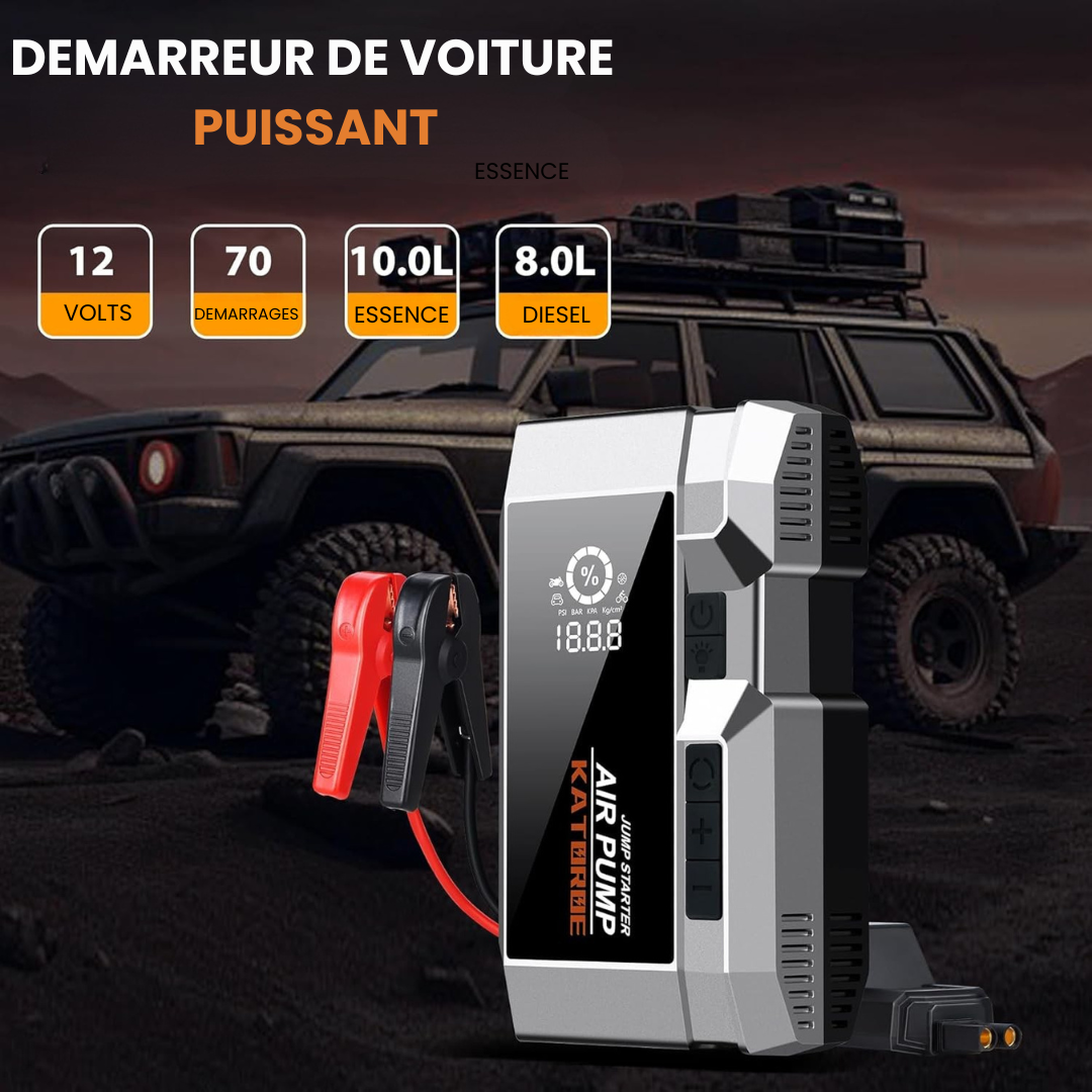 Katoroe Q17 – Booster Batterie Puissant 4000A avec Compresseur et Power Bank 23800mAh