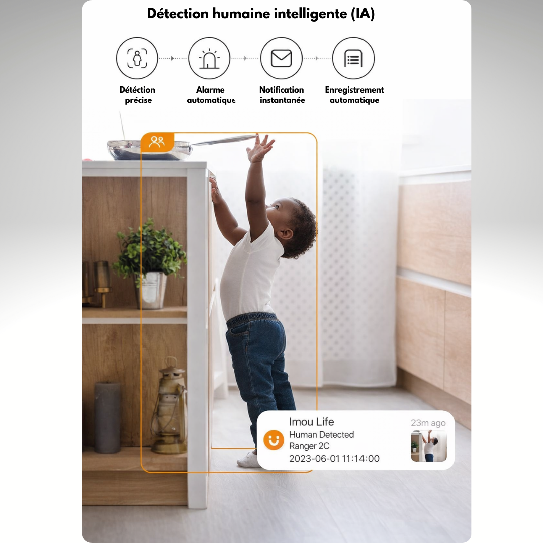 🎥 Caméra de surveillance WiFi intérieure 2K – Imou Ranger 2C (360°)