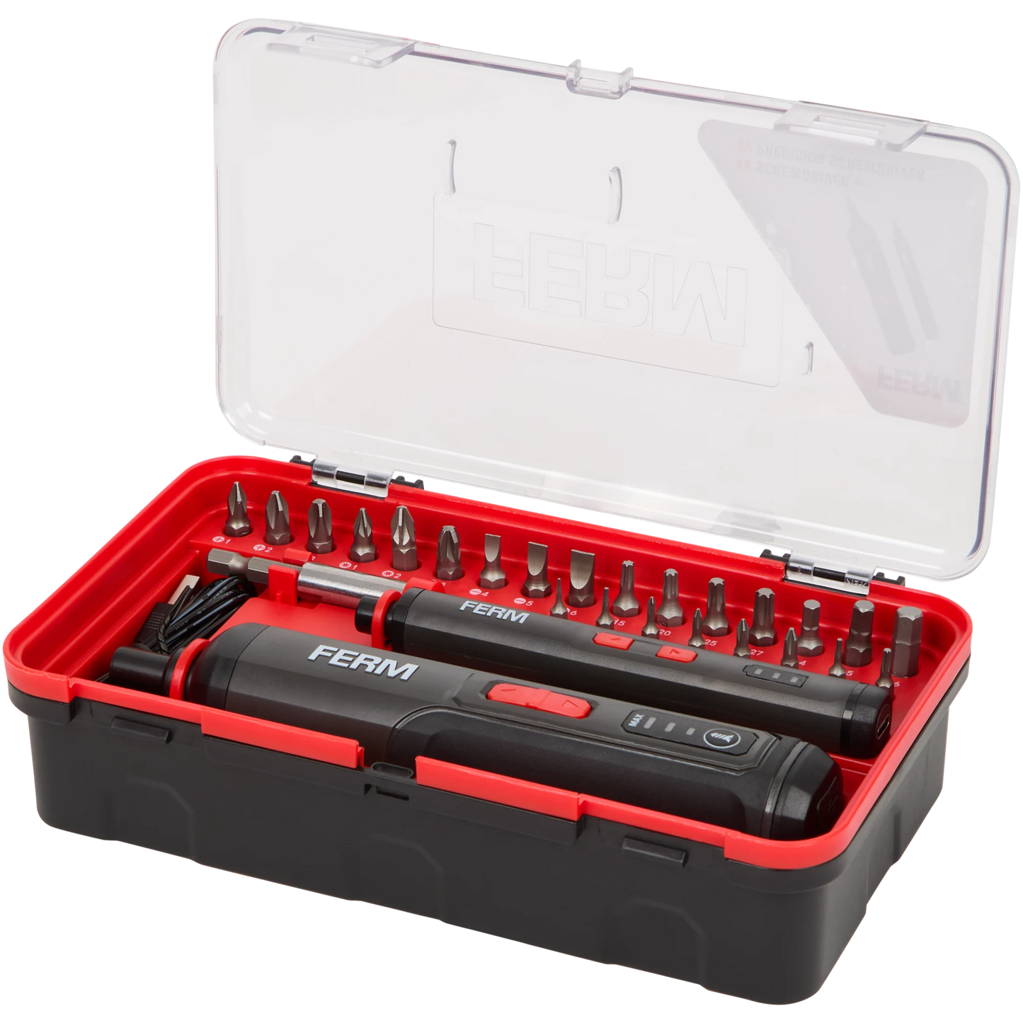 Tournevis Électrique FERM 2 pcs — 4V, Charge USB-C, 22 Embouts