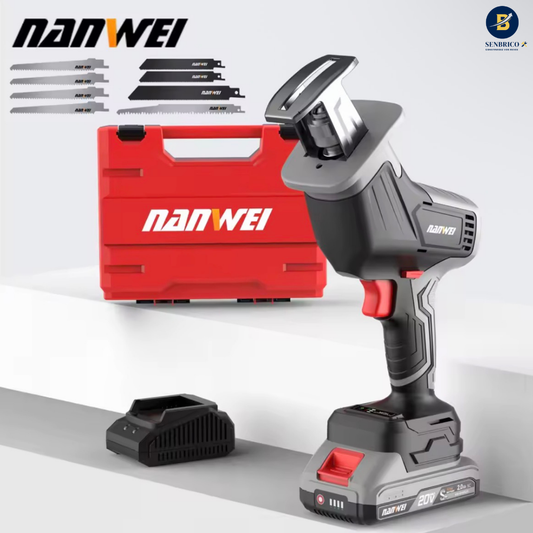 Scie Réciprocante Sans Fil NANWEI 20V Batterie 2Ah – Brushless + 8 Lames | Senbrico