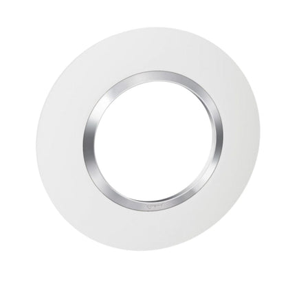 Plaque de Finition Ronde Legrand Dooxie – 1 Poste – Blanc avec Bague Chromé