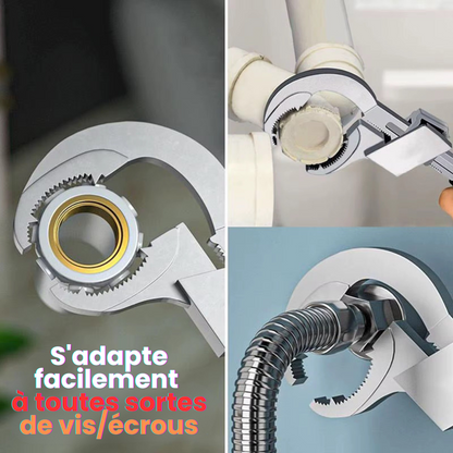 🔧 Clé Multifonctionnelle Double Tête – Spéciale Plomberie, Éviers et Espaces Étroits