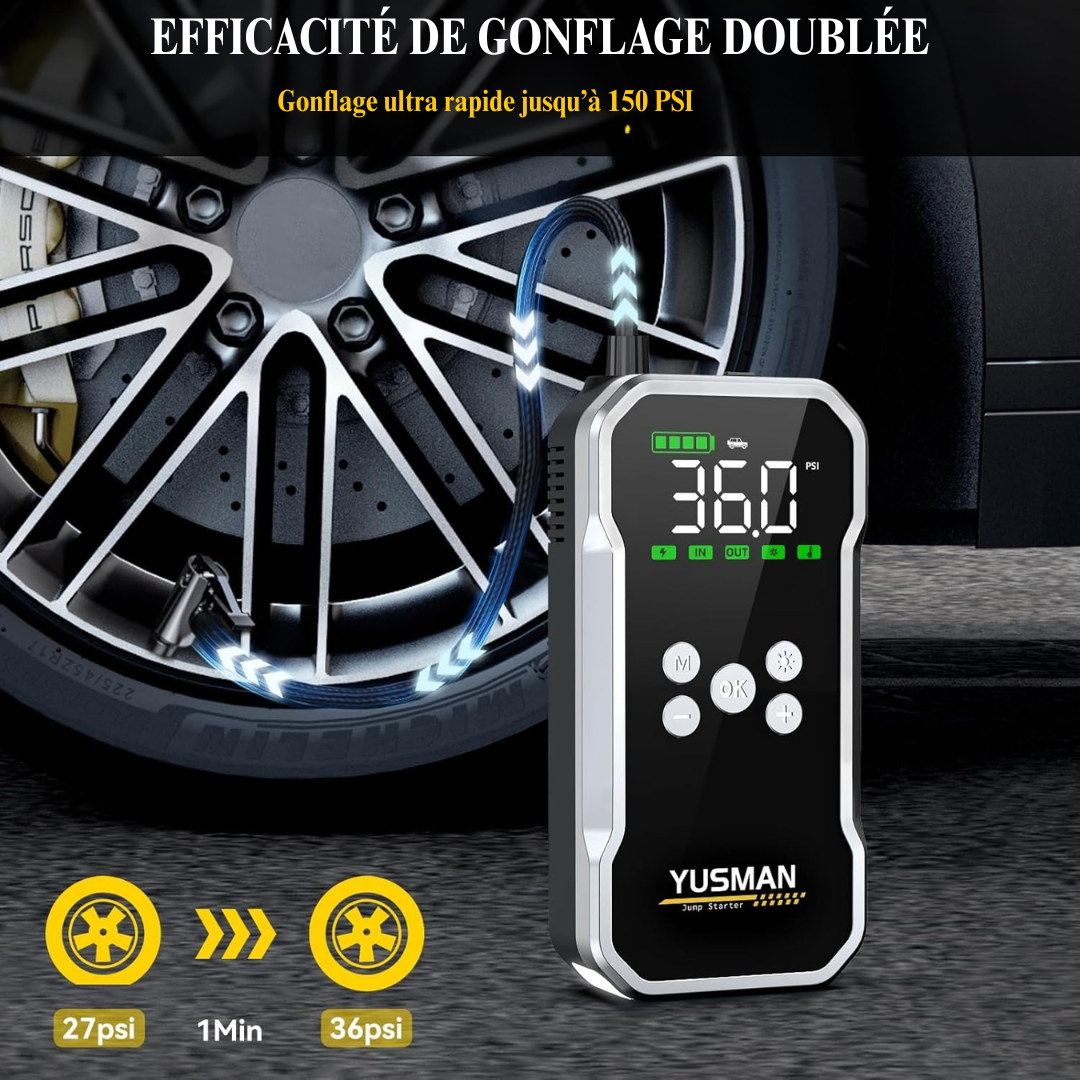 Booster Batterie Voiture YUSMAN 6000A avec Compresseur d’Air 150 PSI