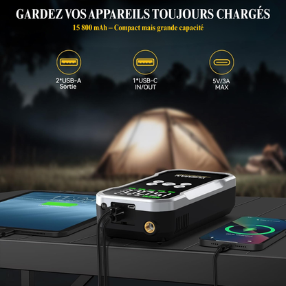 Booster Batterie Voiture YUSMAN 6000A avec Compresseur d’Air 150 PSI