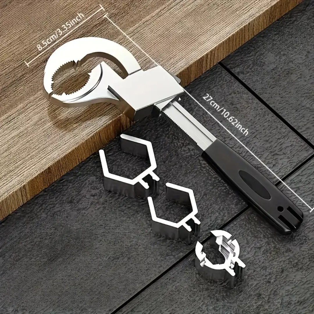 🔧 Clé Multifonctionnelle Double Tête – Spéciale Plomberie, Éviers et Espaces Étroits