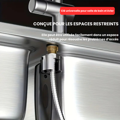 🔧 Clé Multifonctionnelle Double Tête – Spéciale Plomberie, Éviers et Espaces Étroits