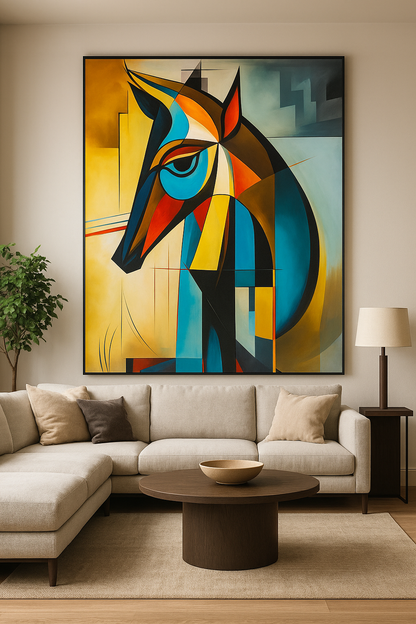 Esprit Sauvage – Tableau cubiste peint à la main