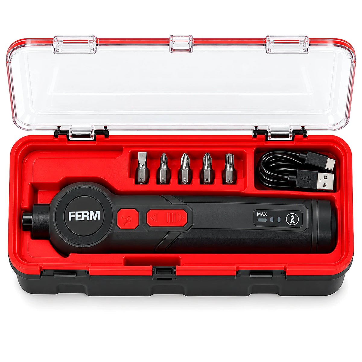 Tournevis Électrique FERM 1 pcs — 4V, Angle Réglable & Recharge USB-C, 5 Embouts | Senbrico