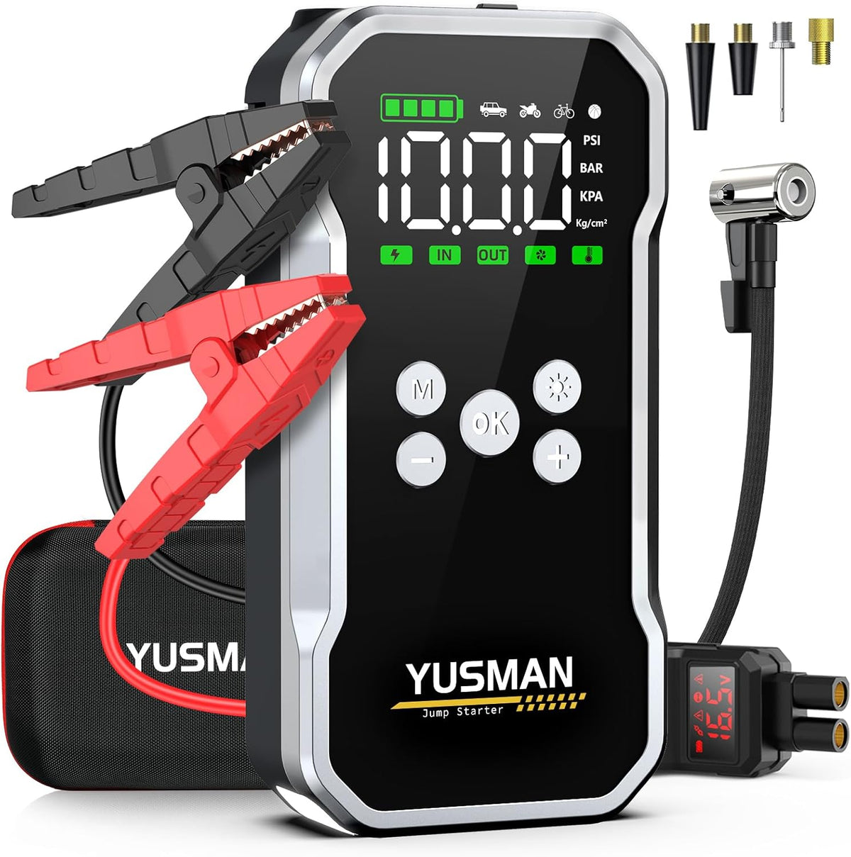 Booster Batterie Voiture YUSMAN F04 — 9500A / 21 800 mAh avec Compresseur 160 PSI