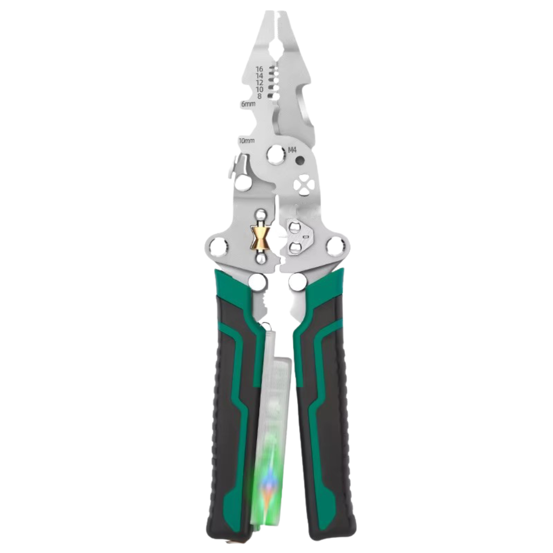 Pince Électricien Multifonction 8 en 1 avec Testeur LED Intégré
