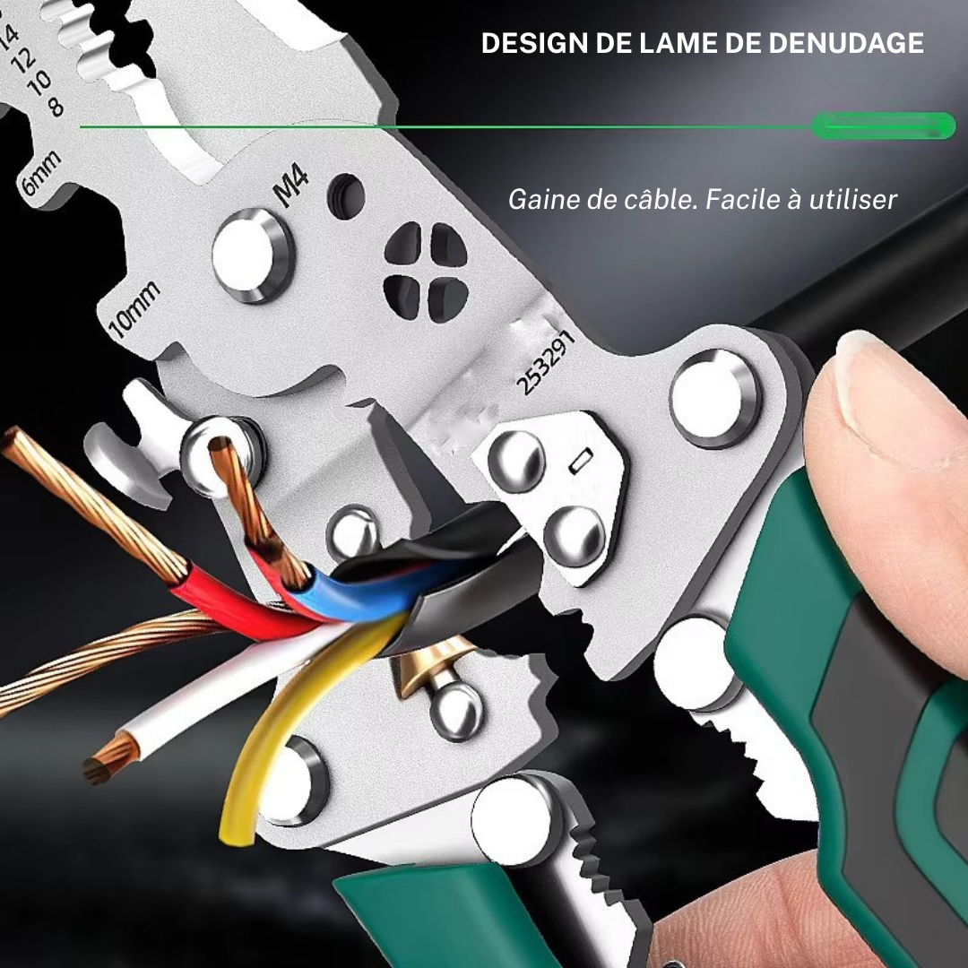 Pince Électricien Multifonction 8 en 1 avec Testeur LED Intégré