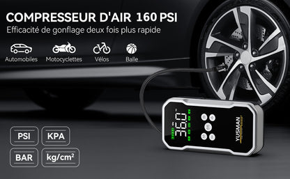 Booster Batterie Voiture YUSMAN F04 — 9500A / 21 800 mAh avec Compresseur 160 PSI
