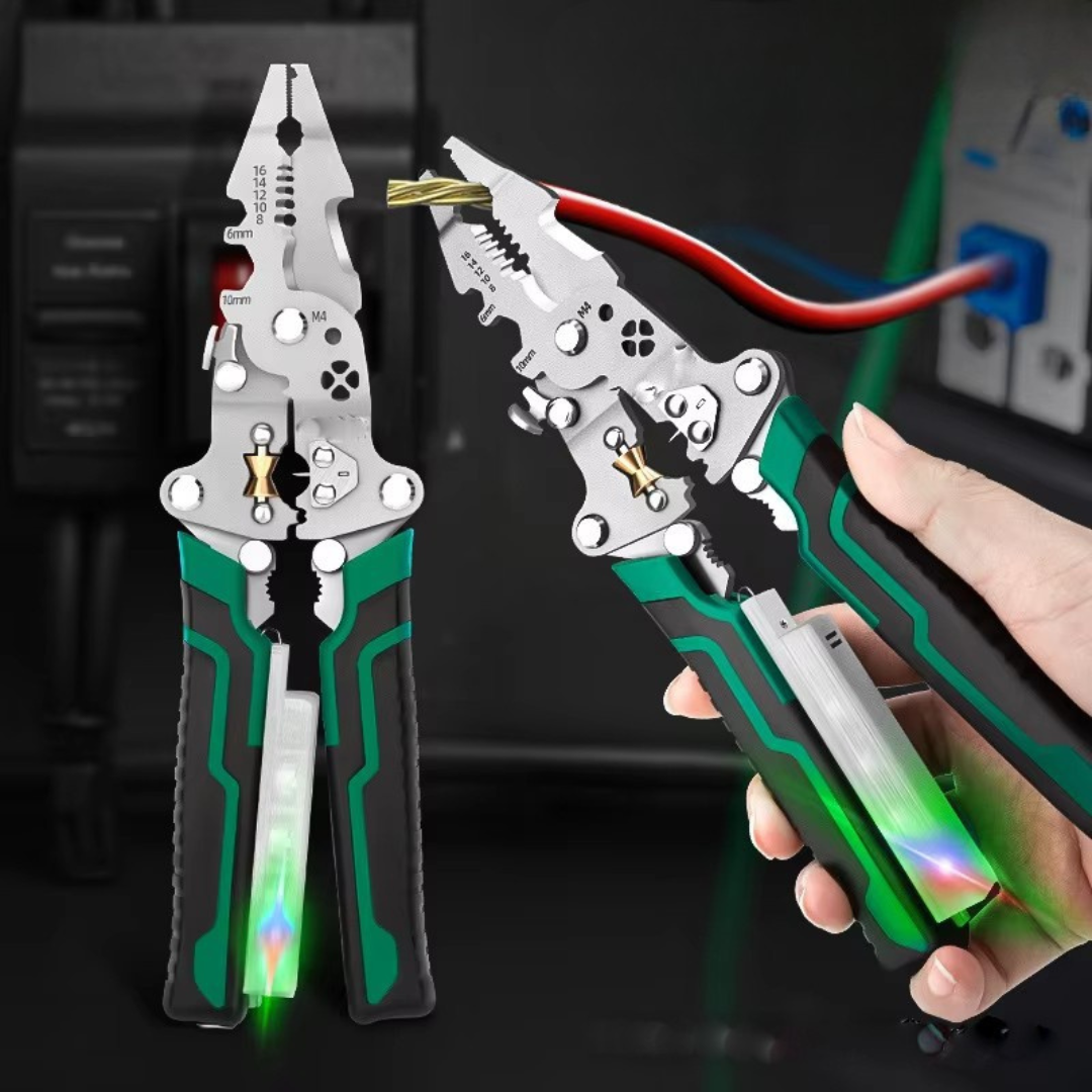 Pince Électricien Multifonction 8 en 1 avec Testeur LED Intégré