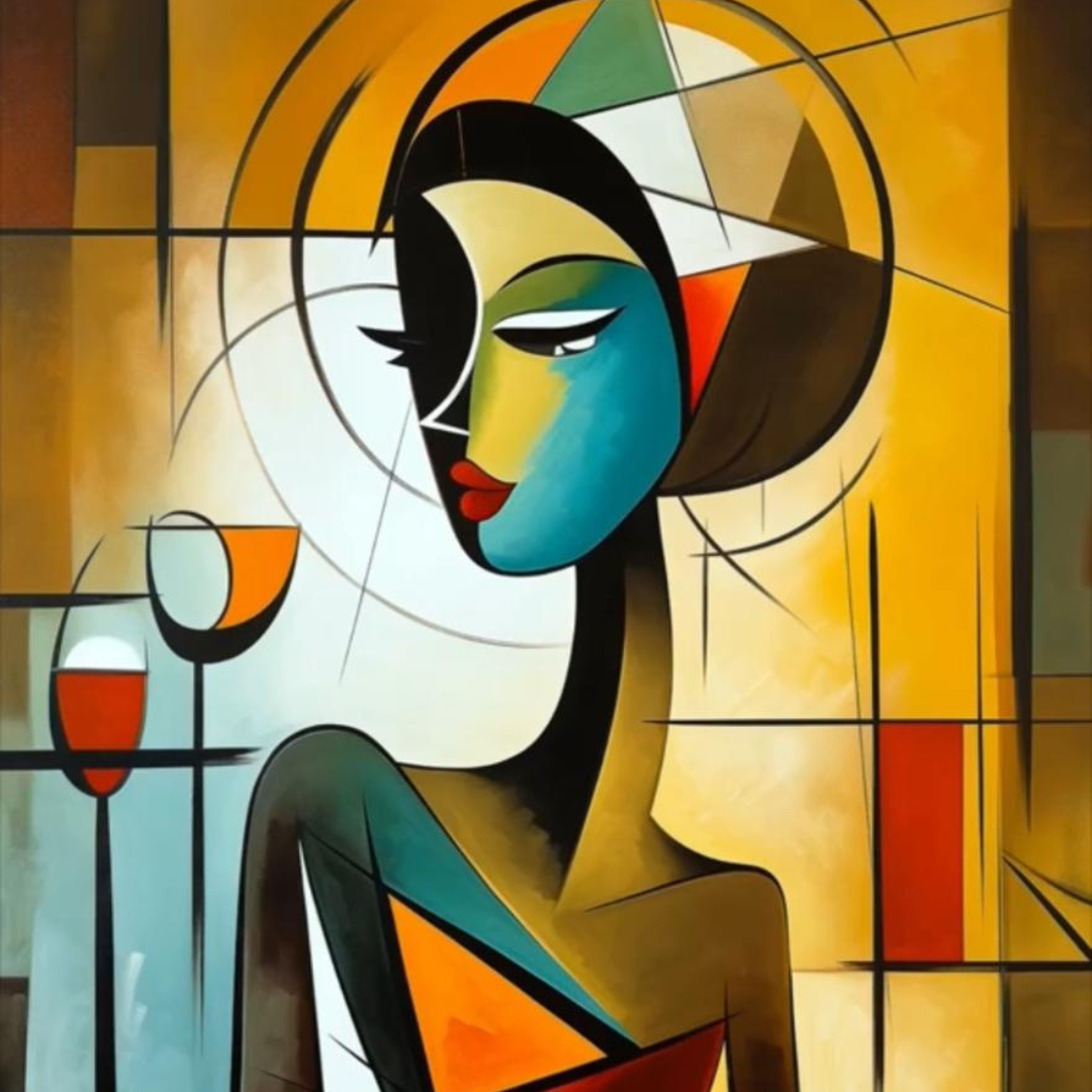 Mystère Féminin – Tableau cubiste peint à la main