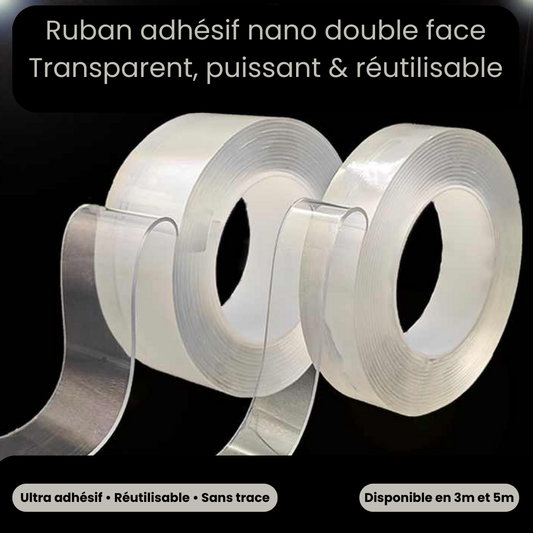 Ruban Adhésif Double Face Nano Transparent – Ultra Résistant & Réutilisable