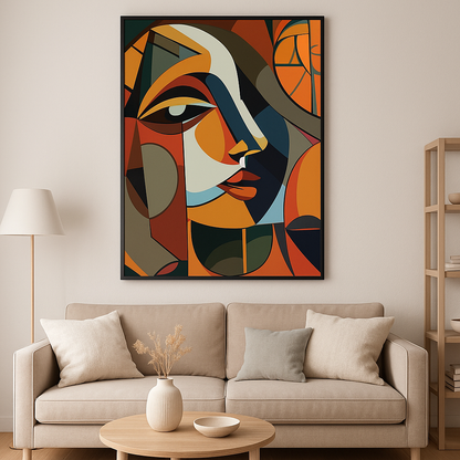 Visage Cubiste – Tableau d’art peint à la main
