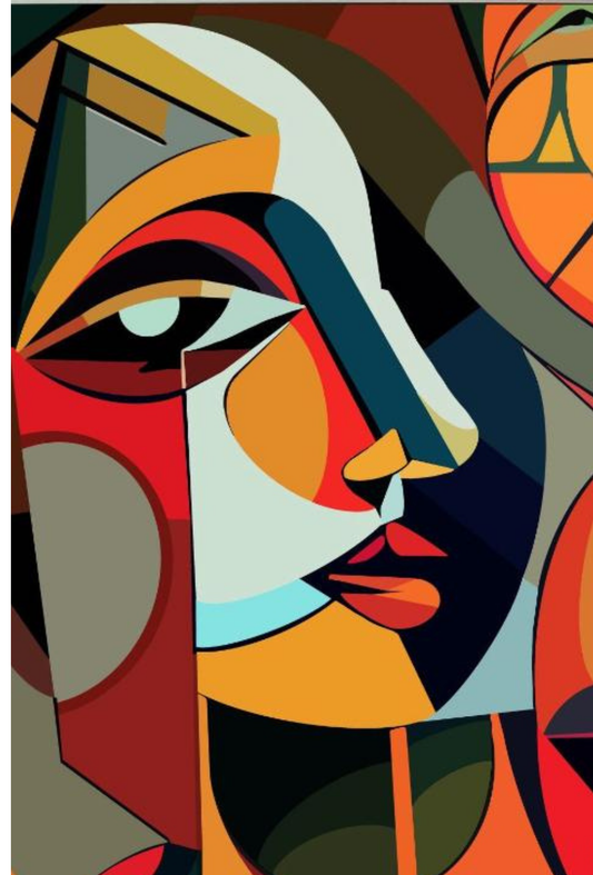 Visage Cubiste – Tableau d’art peint à la main